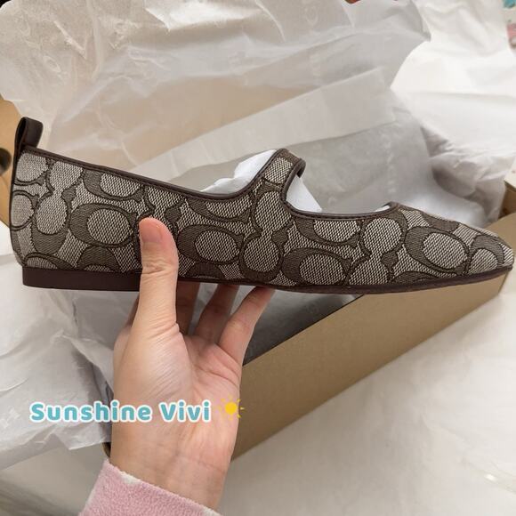 NEW Coach C Rivet Mary Jane In Signature Jacquard Oak/Maple CAP82 us 8 - Picture 8 of 13